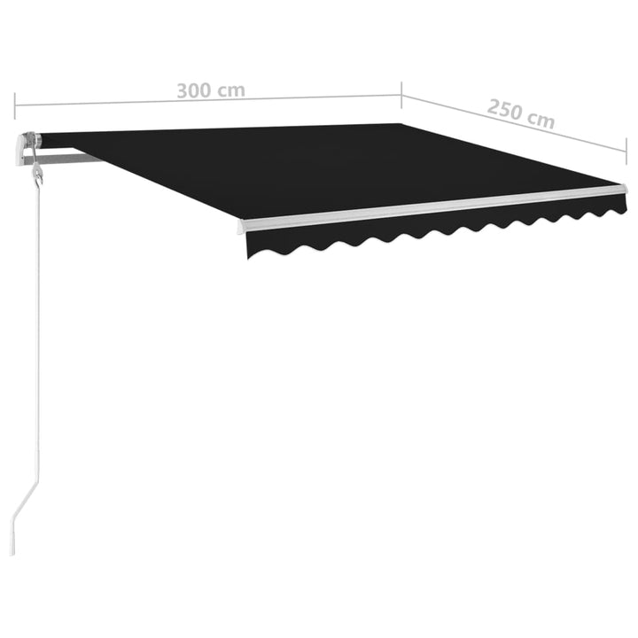 Luifel automatisch uittrekbaar met palen 3x2,5 m antracietkleur - Griffin Retail