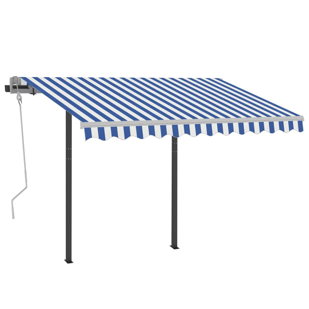 Luifel automatisch uittrekbaar met palen 3x2,5 m blauw en wit - Griffin Retail