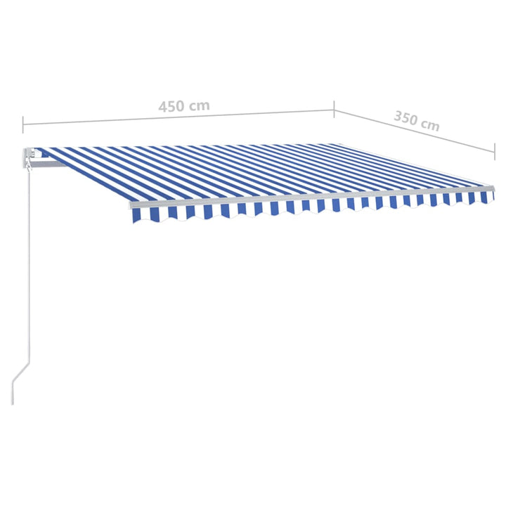 Luifel automatisch uittrekbaar met palen 4,5x3,5 m blauw en wit - Griffin Retail