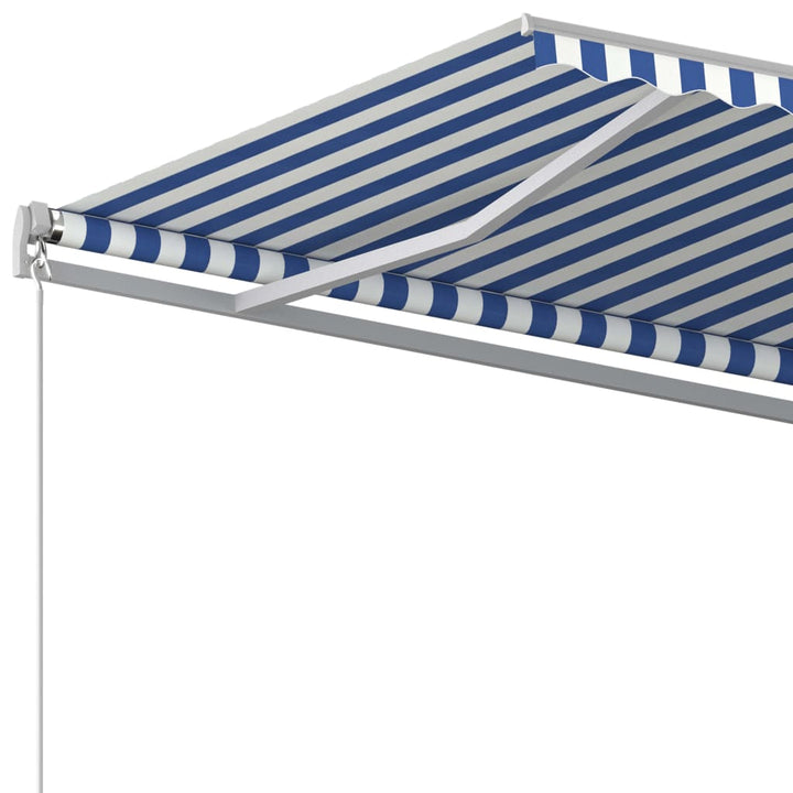 Luifel automatisch uittrekbaar met palen 4,5x3,5 m blauw en wit - Griffin Retail