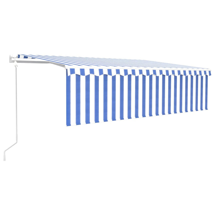 Luifel automatisch uittrekbaar met rolgordijn 5x3m blauw en wit - Griffin Retail
