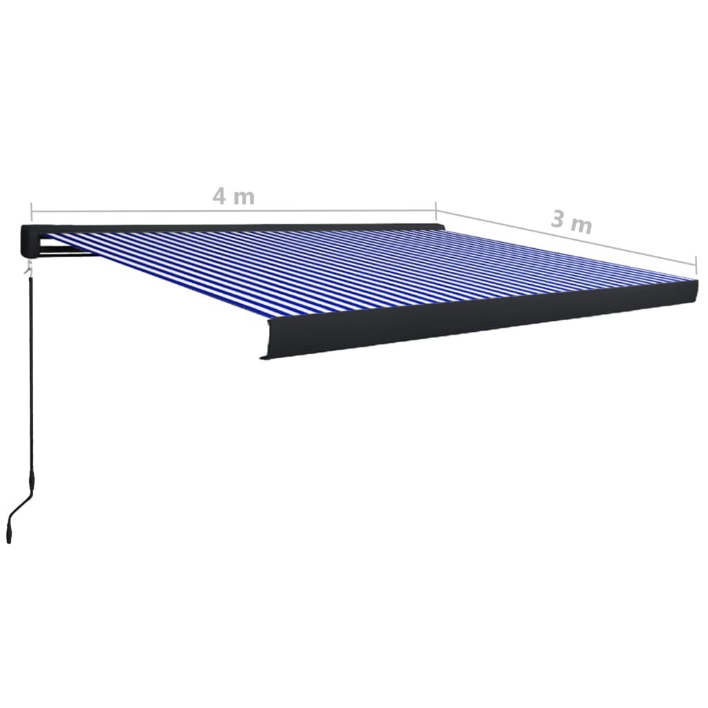 Luifel handmatig 400x300 cm blauw en wit - Griffin Retail