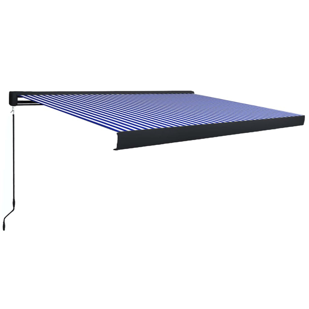 Luifel handmatig 450x300 cm blauw en wit - Griffin Retail