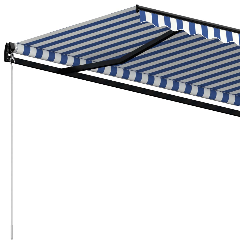 Luifel handmatig uittrekbaar 450x350 cm blauw en wit - Griffin Retail