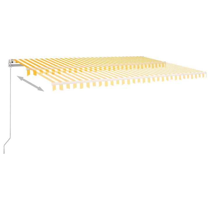 Luifel handmatig uittrekbaar 500x350 cm geel en wit - Griffin Retail