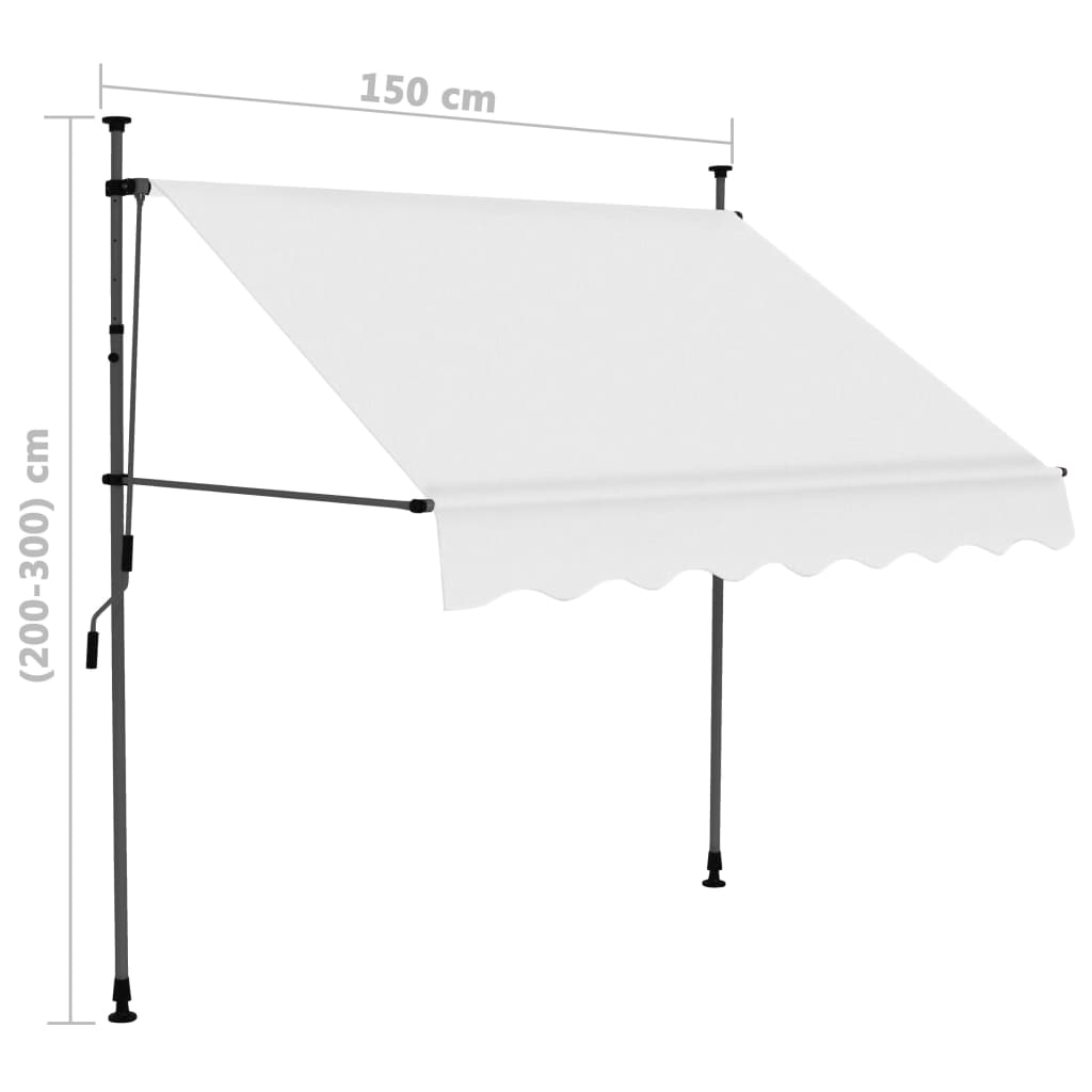 Luifel handmatig uittrekbaar met LED 150 cm crème - Griffin Retail