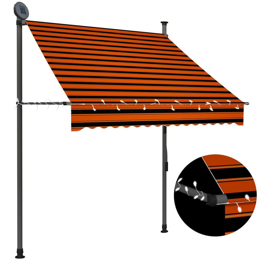 Luifel handmatig uittrekbaar met LED 150 cm oranje en bruin - Griffin Retail