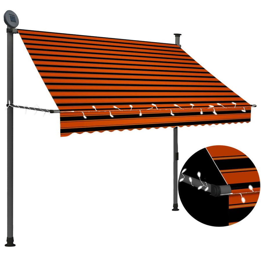 Luifel handmatig uittrekbaar met LED 200 cm oranje en bruin - Griffin Retail