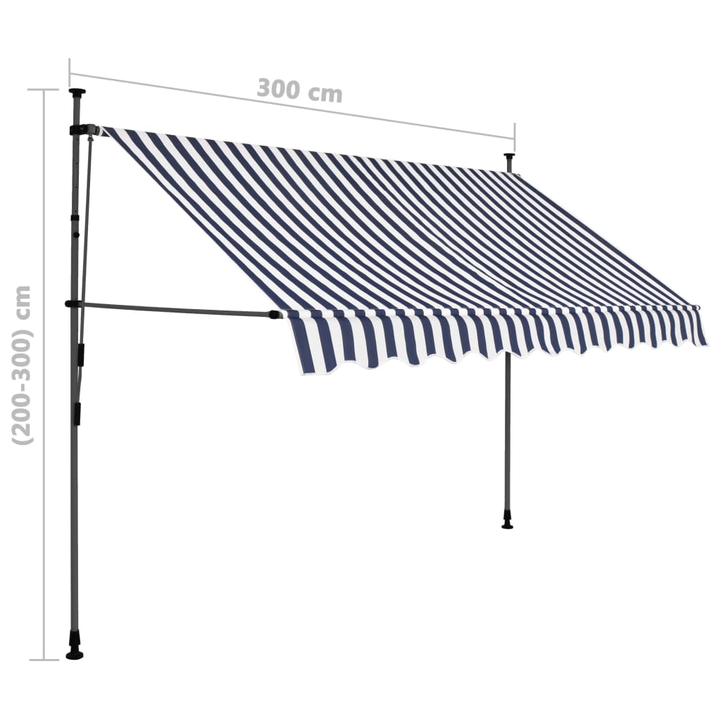 Luifel handmatig uittrekbaar met LED 300 cm blauw en wit - Griffin Retail