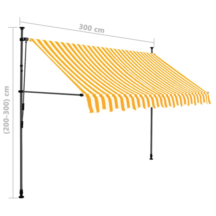 Luifel handmatig uittrekbaar met LED 300 cm wit en oranje - Griffin Retail