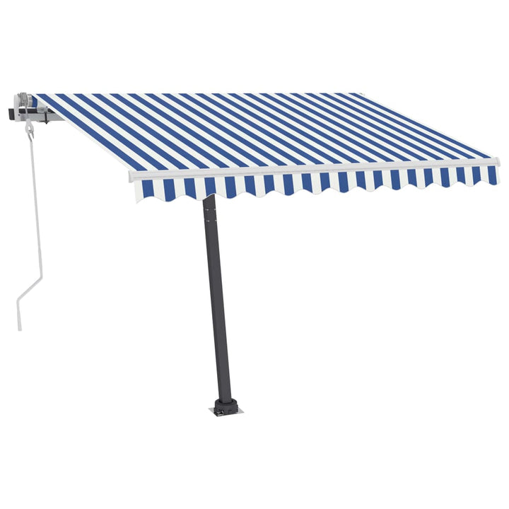 Luifel handmatig uittrekbaar met LED 300x250 cm blauw en wit - Griffin Retail