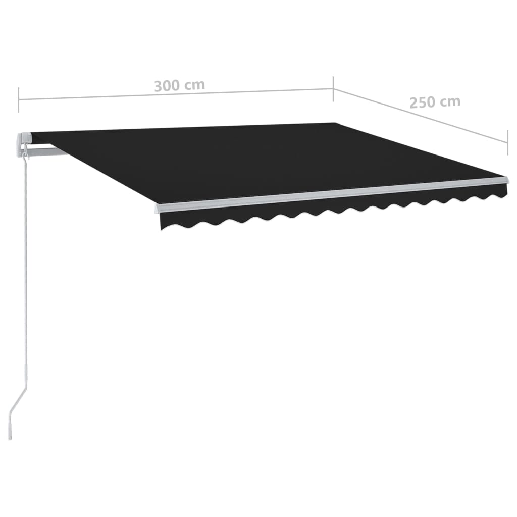 Luifel handmatig uittrekbaar met LED 3x2,5 m antracietkleurig - Griffin Retail