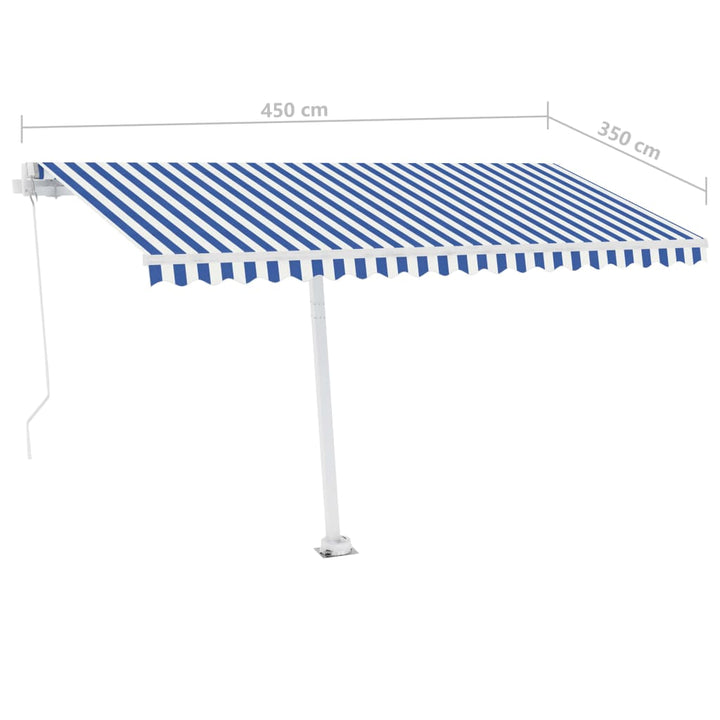 Luifel handmatig uittrekbaar met LED 450x350 cm blauw en wit - Griffin Retail