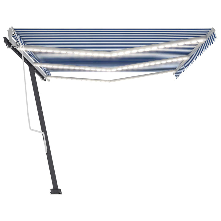 Luifel handmatig uittrekbaar met LED 600x350 cm blauw en wit - Griffin Retail