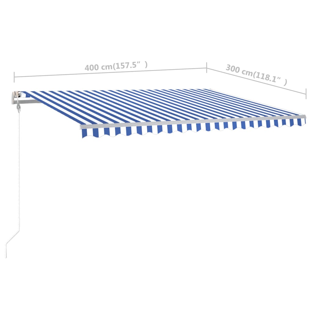 Luifel handmatig uittrekbaar met palen 4x3 m blauw en wit - Griffin Retail