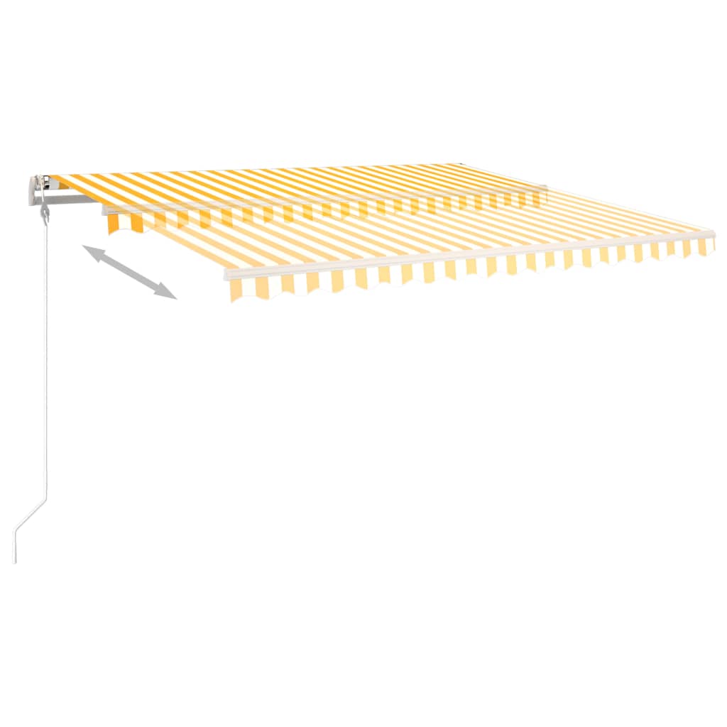 Luifel handmatig uittrekbaar met palen 4x3,5 m geel en wit - Griffin Retail