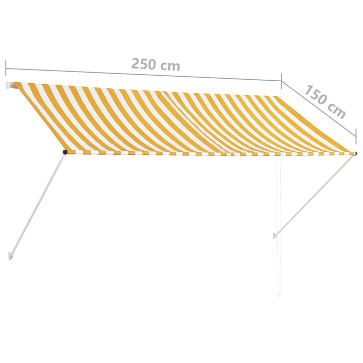 Luifel uittrekbaar 250x150 cm geel en wit - Griffin Retail