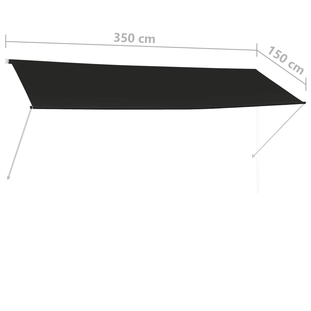 Luifel uittrekbaar 350x150 cm antraciet - Griffin Retail