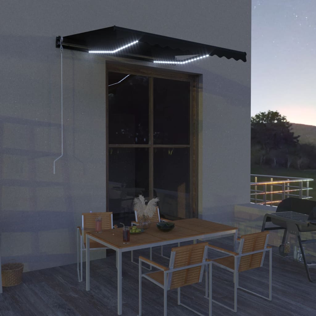 Luifel uittrekbaar met windsensor en LED 300x250 cm antraciet - Griffin Retail