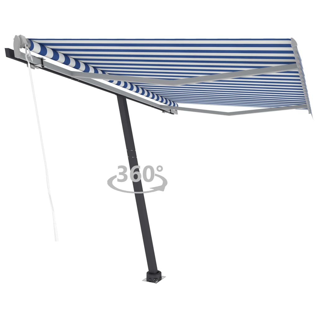 Luifel vrijstaand automatisch 300x250 cm blauw en wit - Griffin Retail