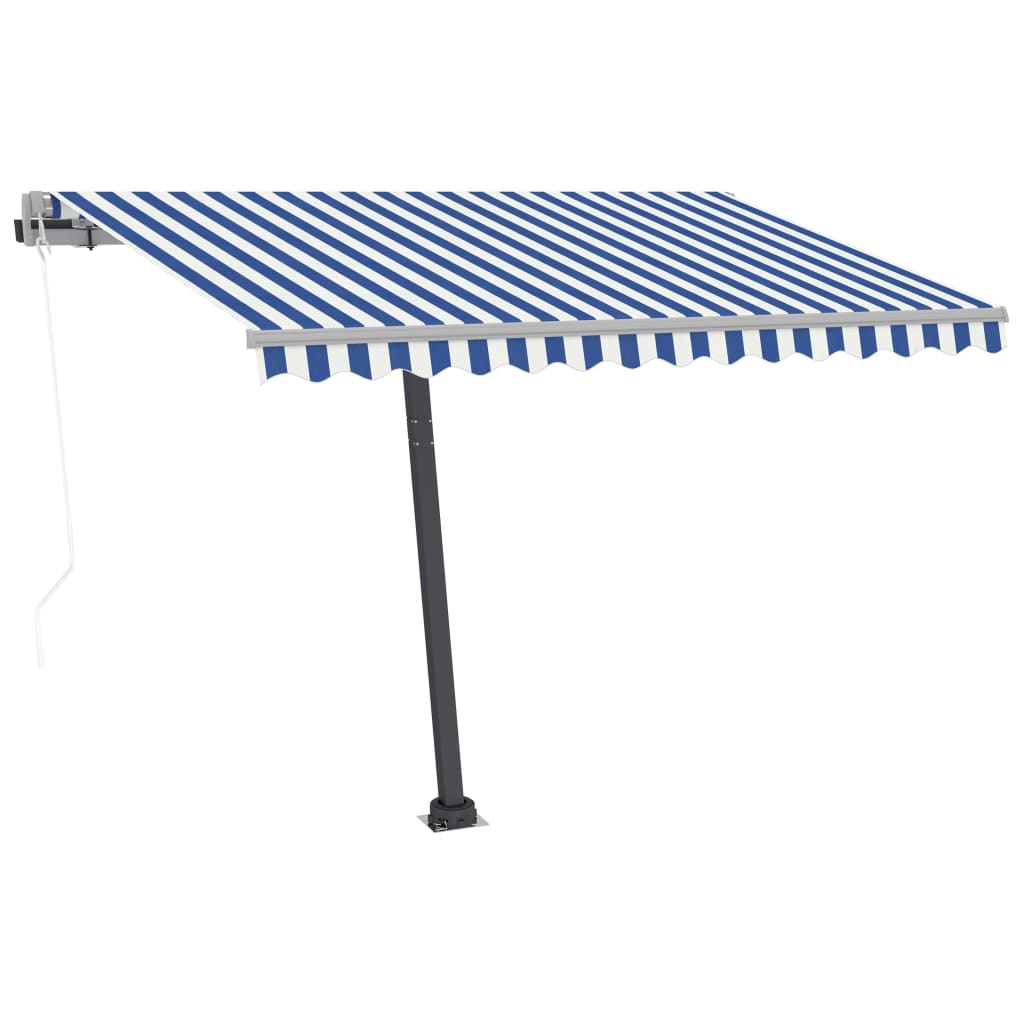 Luifel vrijstaand automatisch 300x250 cm blauw en wit - Griffin Retail