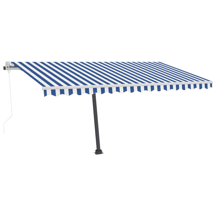 Luifel vrijstaand automatisch 400x300 cm blauw en wit - Griffin Retail