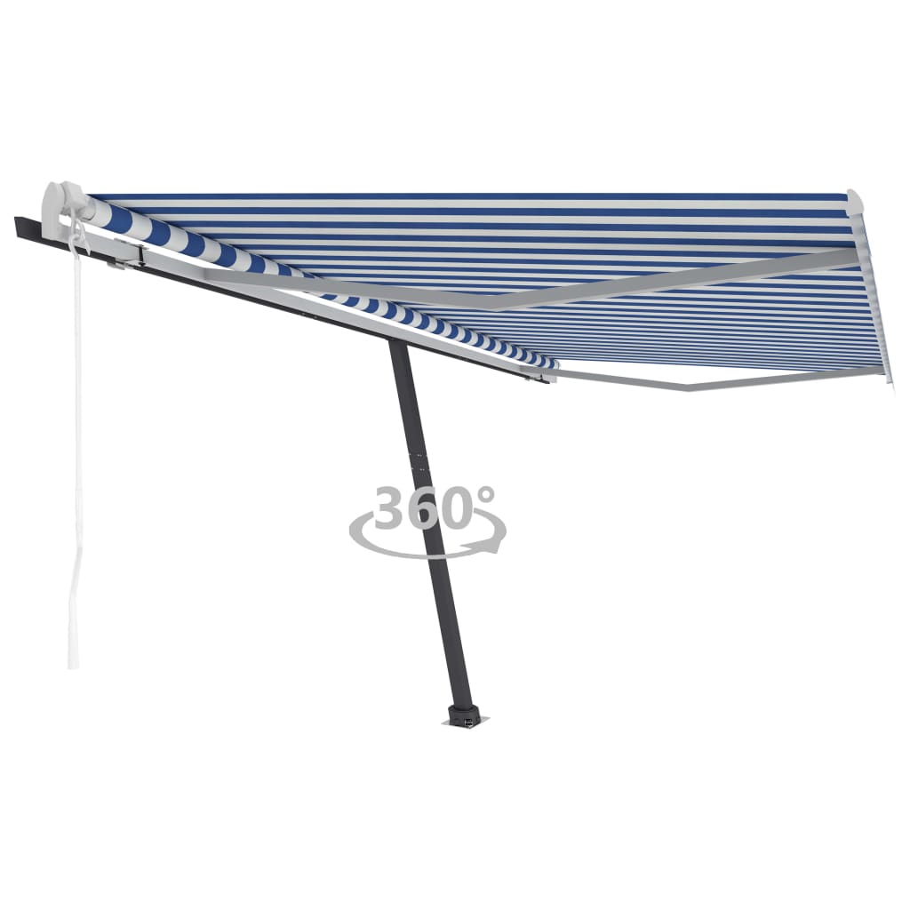 Luifel vrijstaand automatisch 400x300 cm blauw en wit - Griffin Retail