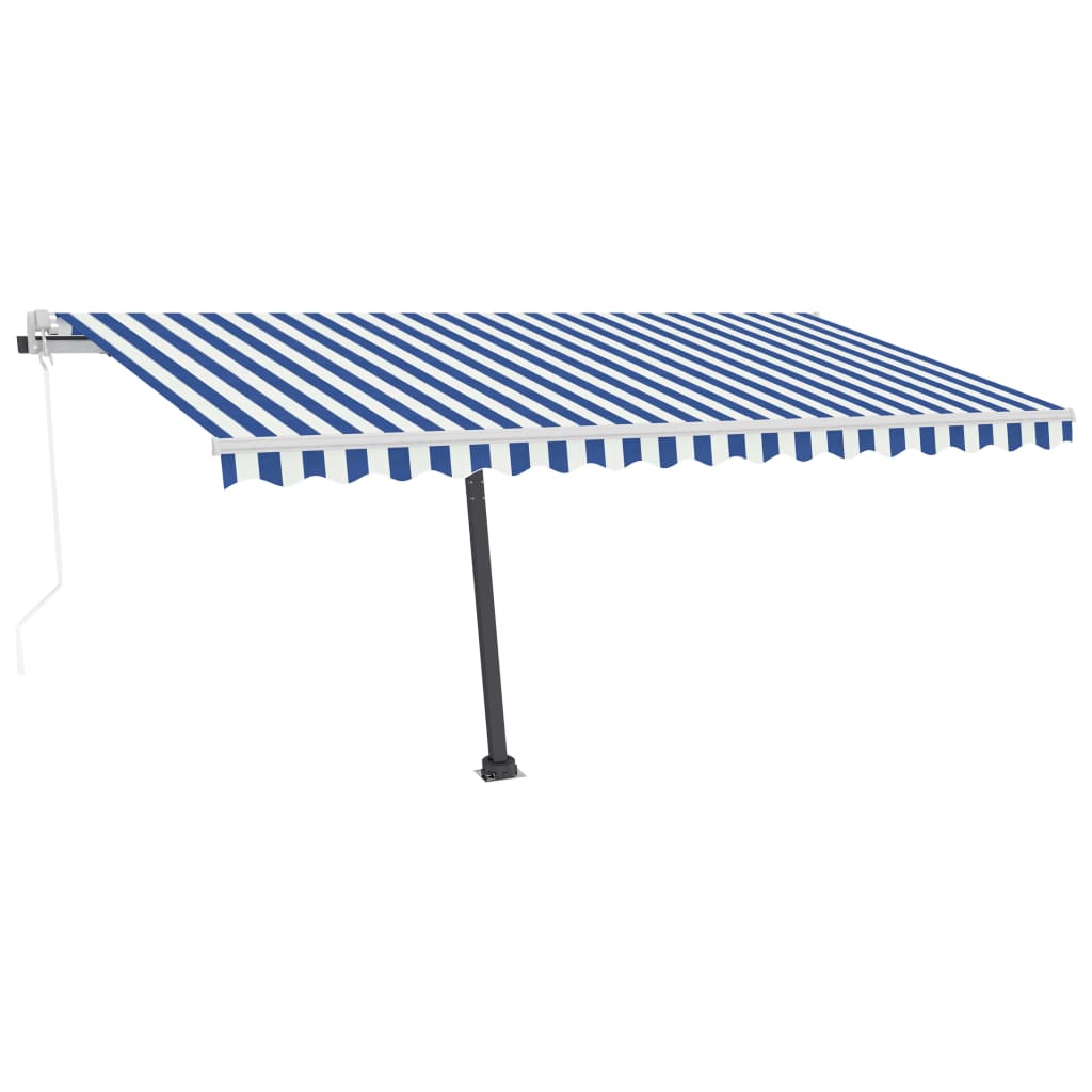 Luifel vrijstaand automatisch 450x300 cm blauw en wit - Griffin Retail