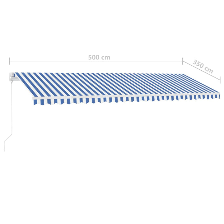 Luifel vrijstaand handmatig uittrekbaar 500x350 cm blauw en wit - Griffin Retail