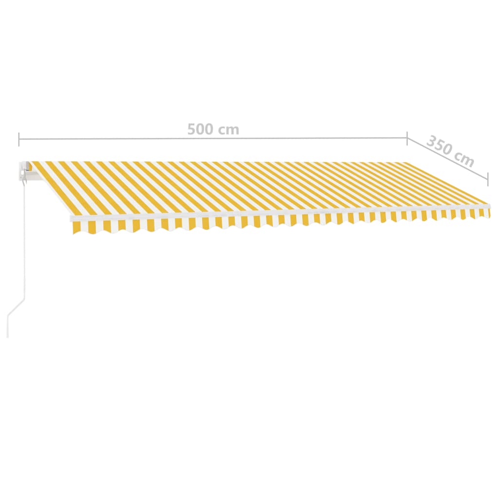 Luifel vrijstaand handmatig uittrekbaar 500x350 cm geel en wit - Griffin Retail