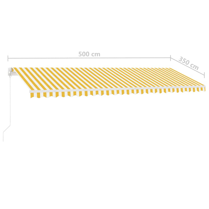 Luifel vrijstaand handmatig uittrekbaar 500x350 cm geel en wit - Griffin Retail