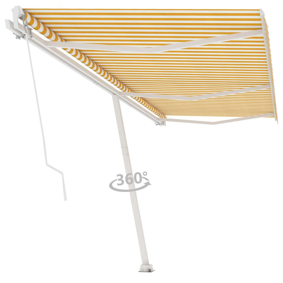 Luifel vrijstaand handmatig uittrekbaar 600x350 cm geel en wit - Griffin Retail