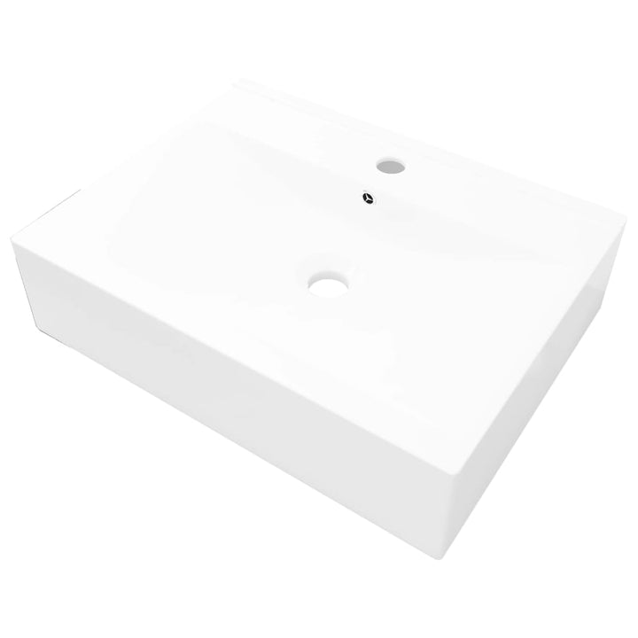 Luxe wastafel met kraangat wit rechthoekig keramiek 60x46 cm - Griffin Retail