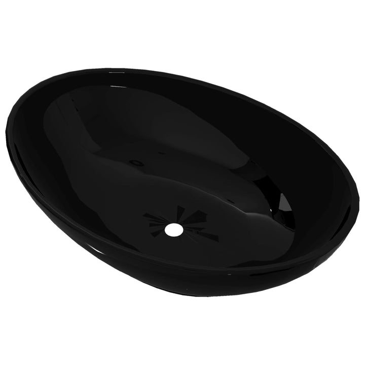 Luxe wastafel ovaal 40x33 cm keramiek zwart - Griffin Retail