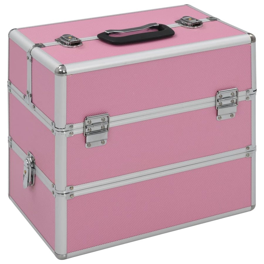 Make-up koffer 37x24x35 cm aluminium roze - Griffin Retail