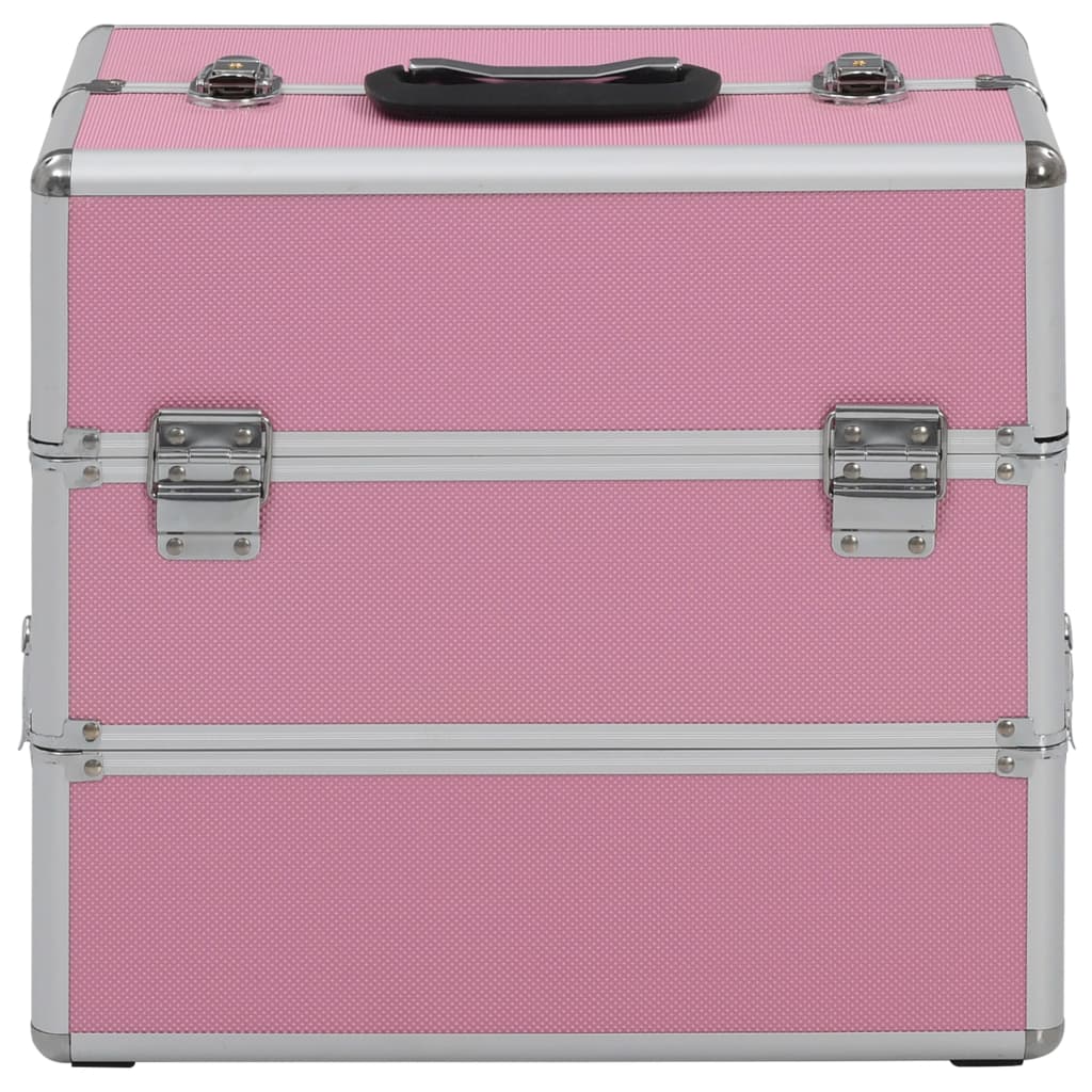 Make-up koffer 37x24x35 cm aluminium roze - Griffin Retail