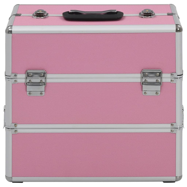 Make-up koffer 37x24x35 cm aluminium roze - Griffin Retail