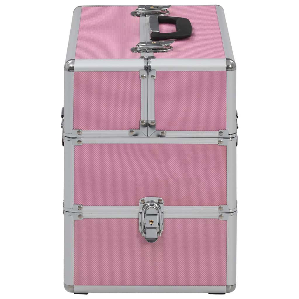 Make-up koffer 37x24x35 cm aluminium roze - Griffin Retail