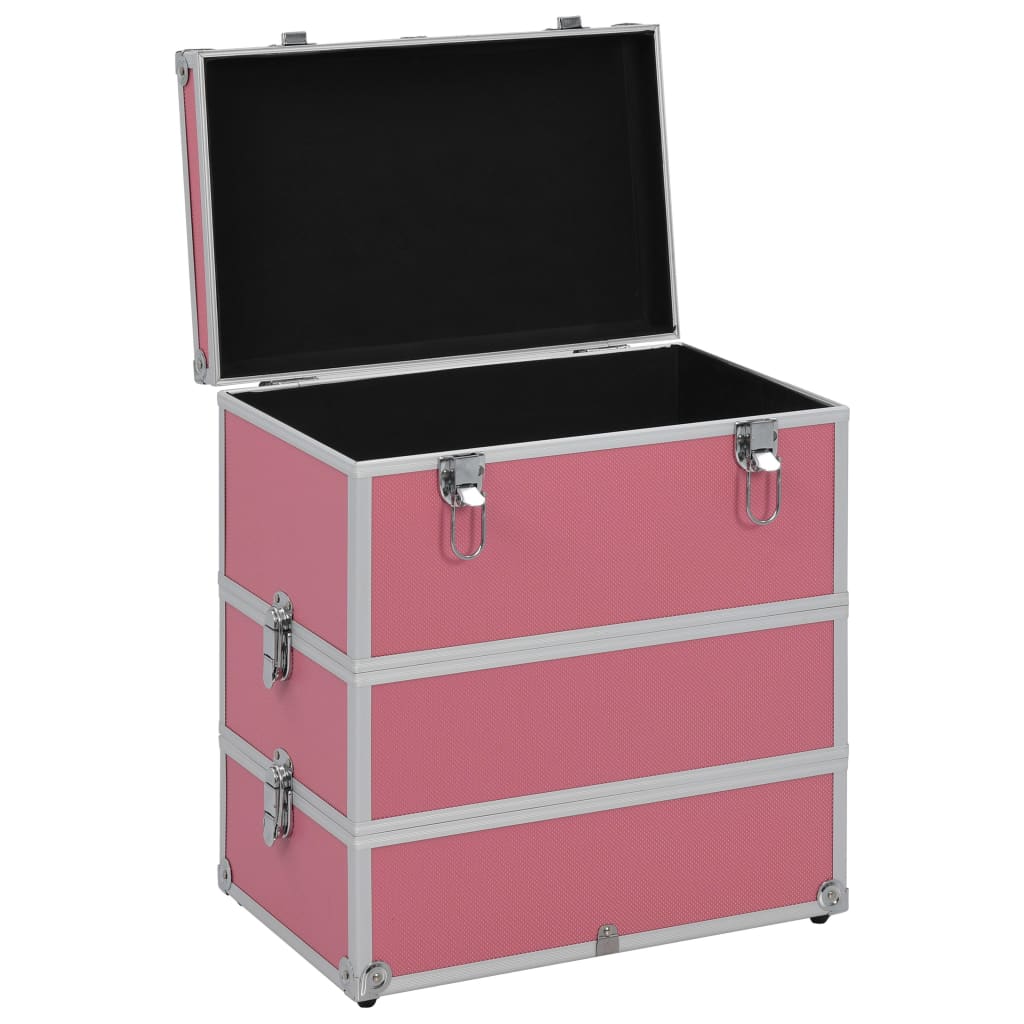 Make-up koffer 37x24x40 cm aluminium roze - Griffin Retail