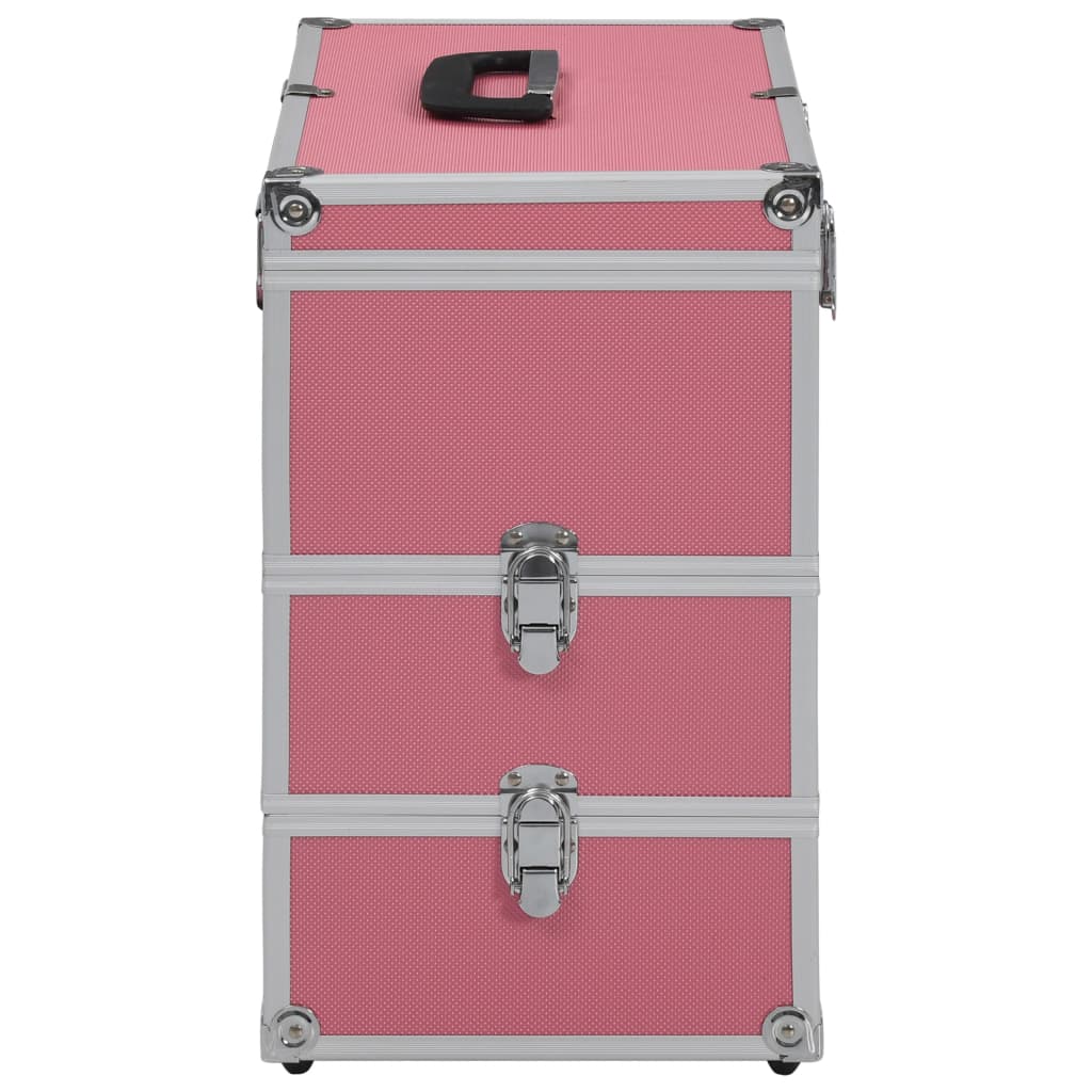 Make-up koffer 37x24x40 cm aluminium roze - Griffin Retail