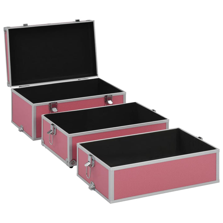 Make-up koffer 37x24x40 cm aluminium roze - Griffin Retail