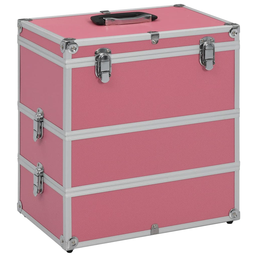 Make-up koffer 37x24x40 cm aluminium roze - Griffin Retail