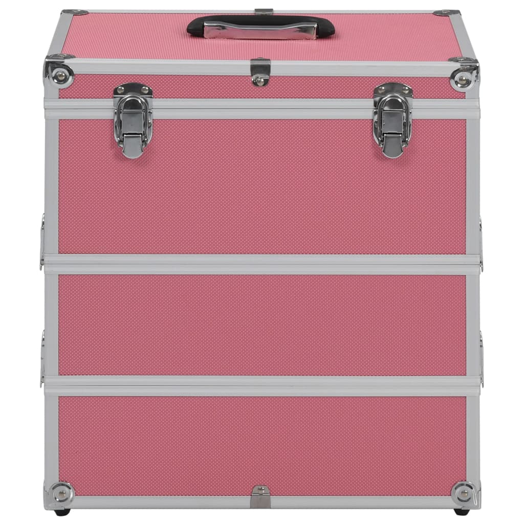 Make-up koffer 37x24x40 cm aluminium roze - Griffin Retail