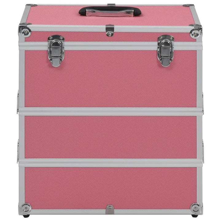 Make-up koffer 37x24x40 cm aluminium roze - Griffin Retail