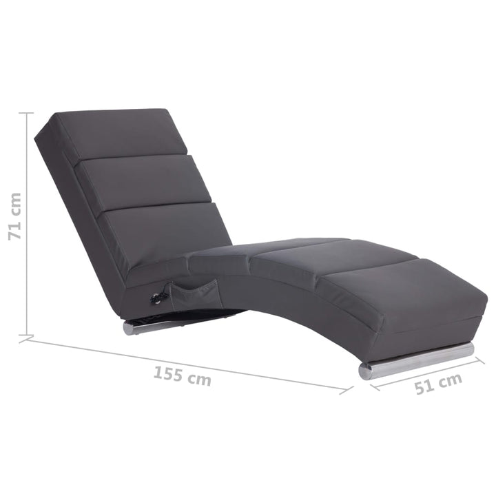 Massage chaise longue kunstleer grijs - Griffin Retail