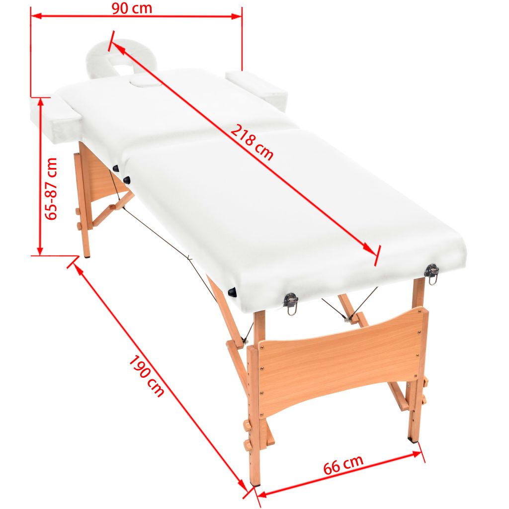 Massagetafel 10 cm dik 2 zones inklapbaar wit - Griffin Retail