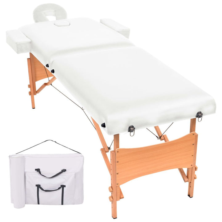 Massagetafel 10 cm dik 2 zones inklapbaar wit - Griffin Retail