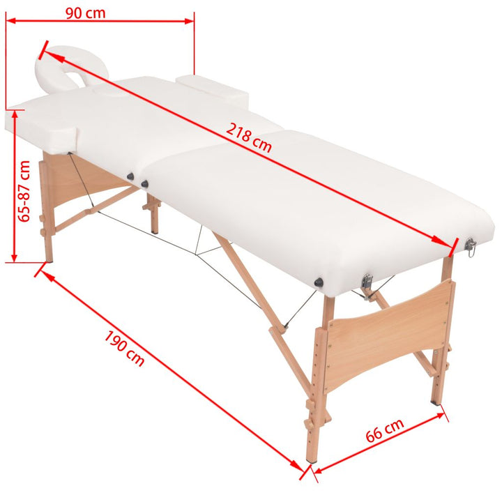 Massagetafel- en krukset inklapbaar 2 zones 10 cm dik wit - Griffin Retail