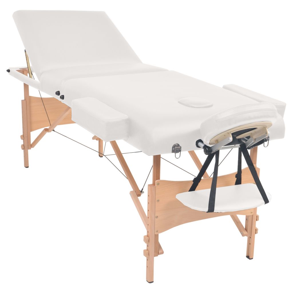 Massagetafel- en krukset inklapbaar 3 zones 10 cm dik wit - Griffin Retail