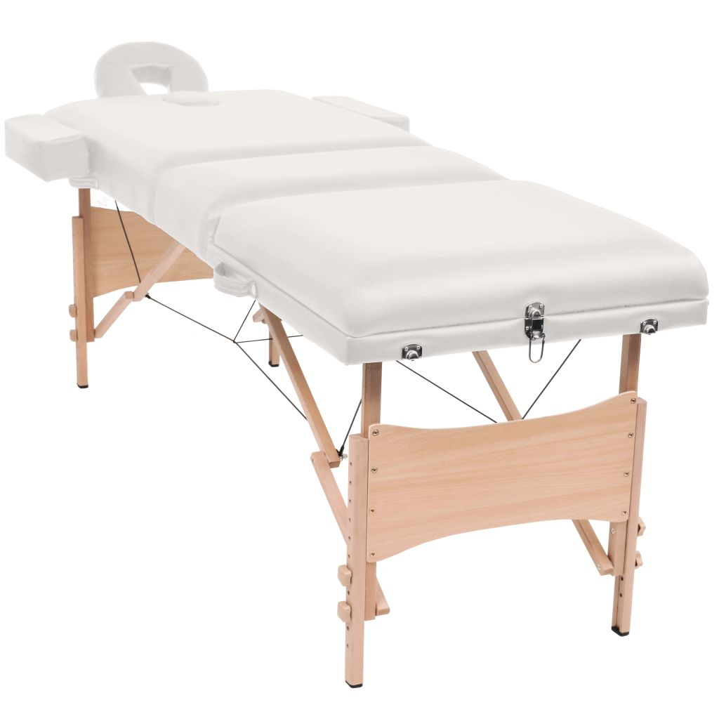 Massagetafel inklapbaar 3 zones 10 cm dik wit - Griffin Retail